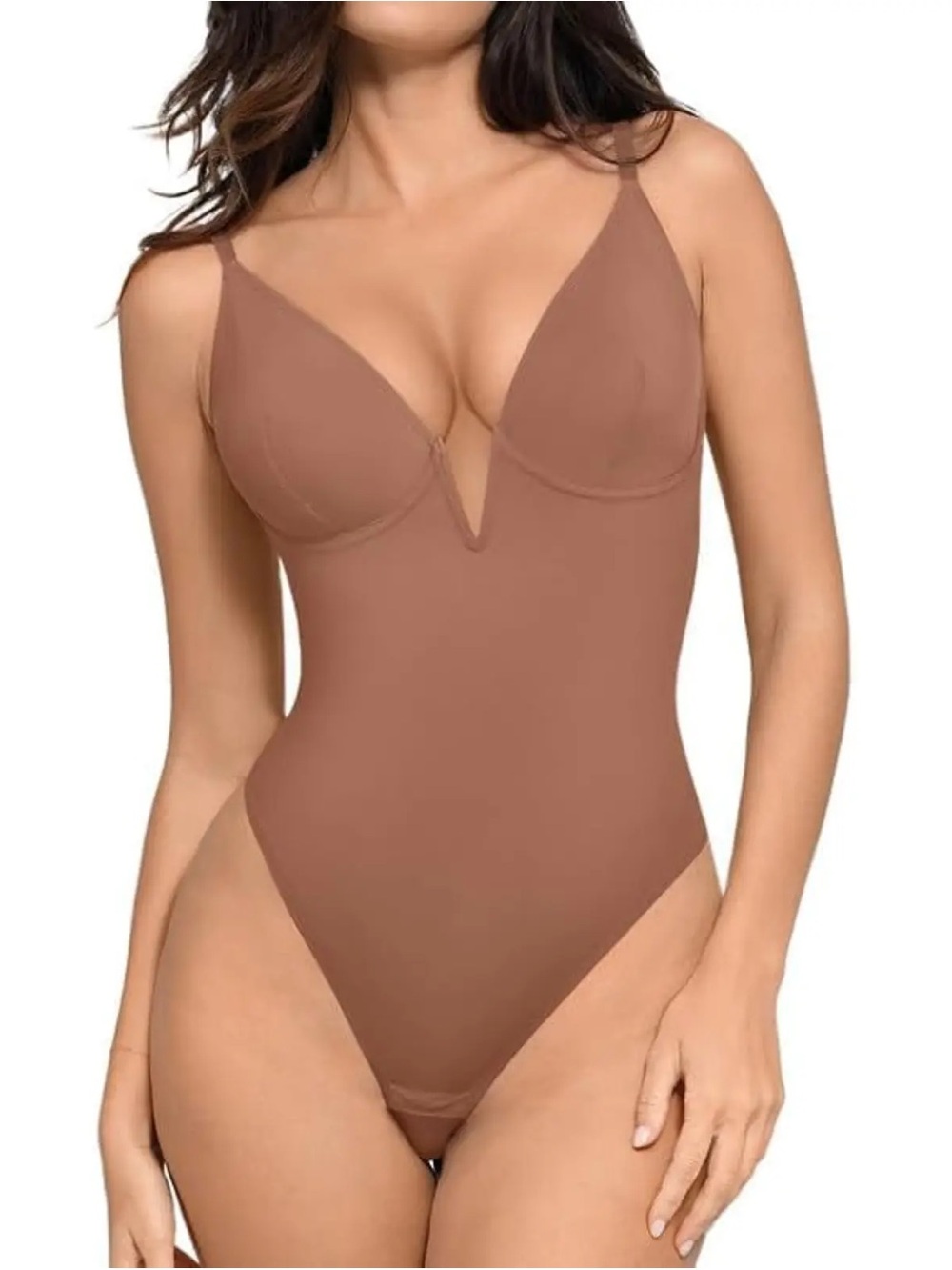 NWT Popilush Firmshape Shapewear Deep V-Neck Thong Bodysuit Small